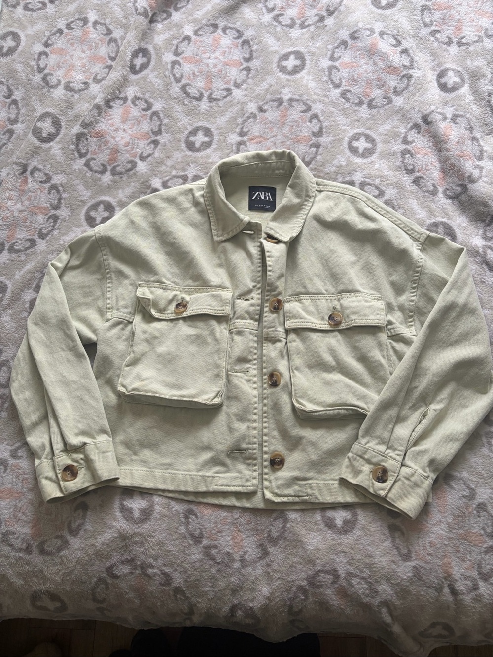 Zara Light green Oversized Cotton Jean Jacket